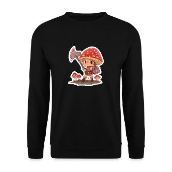 Pilz Krieger Axt Wald Fantasy RPG Shirt - Unisex Pullover - Schwarz - Vorne - Alina (178cm) & Michal (187cm)