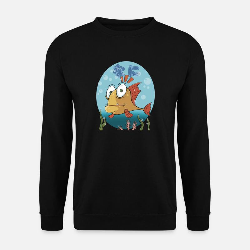 Confused Cartoon Fish (nani) - Unisex Pullover - Schwarz