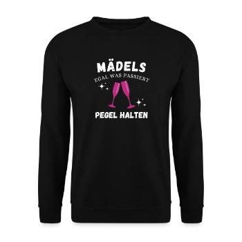 Girls' Level Hold – Cadeau d’enterrement de vie de garçon - Sweat-shirt Unisexe - noir - Devant - Alina (178cm) & Michal (187cm)