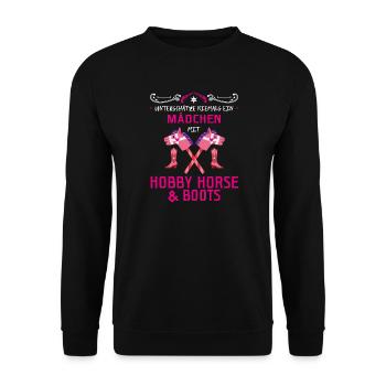 Hobby Horse Steckenpferd Horsing - Unisex Pullover - Schwarz - Vorne - Alina (178cm) & Michal (187cm)
