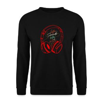 Life Sounds Better with Music T Shirt - Unisex Pullover - Schwarz - Vorne - Alina (178cm) & Michal (187cm)