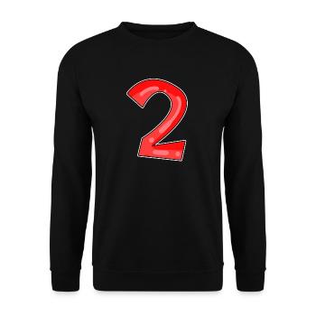Zwei - 2 - Nummer Zahl - Unisex Pullover - Schwarz - Vorne - Alina (178cm) & Michal (187cm)