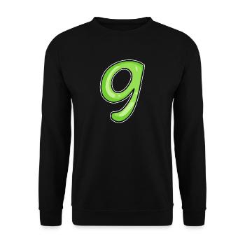 Zahl 9 - Neun - 9 Motiv Grün Hellgrün - Unisex Pullover - Schwarz - Vorne - Alina (178cm) & Michal (187cm)