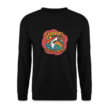 requin nageur avec chapeau mexicain et pizza - Sweat-shirt Unisexe - noir - Devant - Alina (178cm) & Michal (187cm)