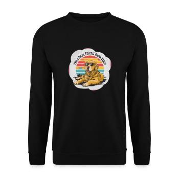 Chiens avec lunettes de soleil et coucher de soleil - Sweat-shirt Unisexe - noir - Devant - Alina (178cm) & Michal (187cm)
