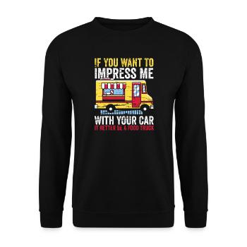 Impress me with your food truck - Unisex Sweatshirt - black - Front - Alina (178cm) & Michal (187cm)