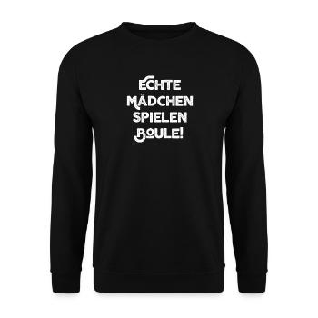 Vraies filles jouant à la pétanque Bouler Jeu de boccia - Sweat-shirt Unisexe - noir - Devant - Alina (178cm) & Michal (187cm)