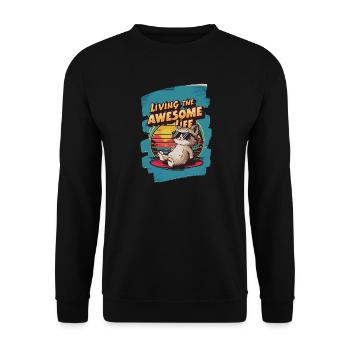 Live Chill Badass Cat - Unisex Sweatshirt - black - Front - Alina (178cm) & Michal (187cm)