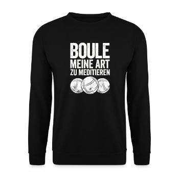 Boule ist meine Superkraft! Bouler Boulespieler - Unisex Pullover - Schwarz - Vorne - Alina (178cm) & Michal (187cm)