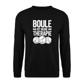 Boule ist meine Therapie! Bouler Boulespieler - Unisex Pullover - Schwarz - Vorne - Alina (178cm) & Michal (187cm)