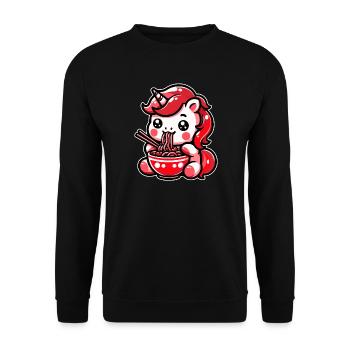 Japanese Kawaii Unicorn Ramen Asian Cuisine - Unisex Sweatshirt - black - Front - Alina (178cm) & Michal (187cm)