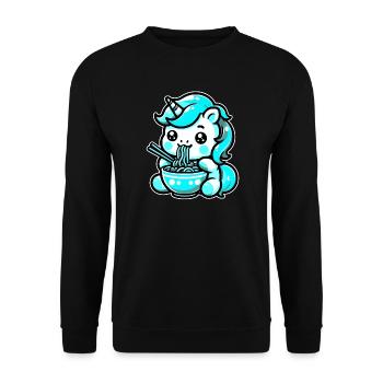 Japanese Kawaii Unicorn Ramen Asian Cuisine - Unisex Sweatshirt - black - Front - Alina (178cm) & Michal (187cm)