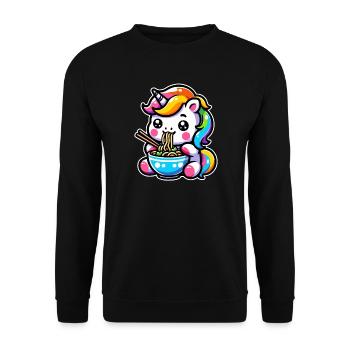 Japanese Kawaii Unicorn Ramen Asian Cuisine - Unisex Sweatshirt - black - Front - Alina (178cm) & Michal (187cm)