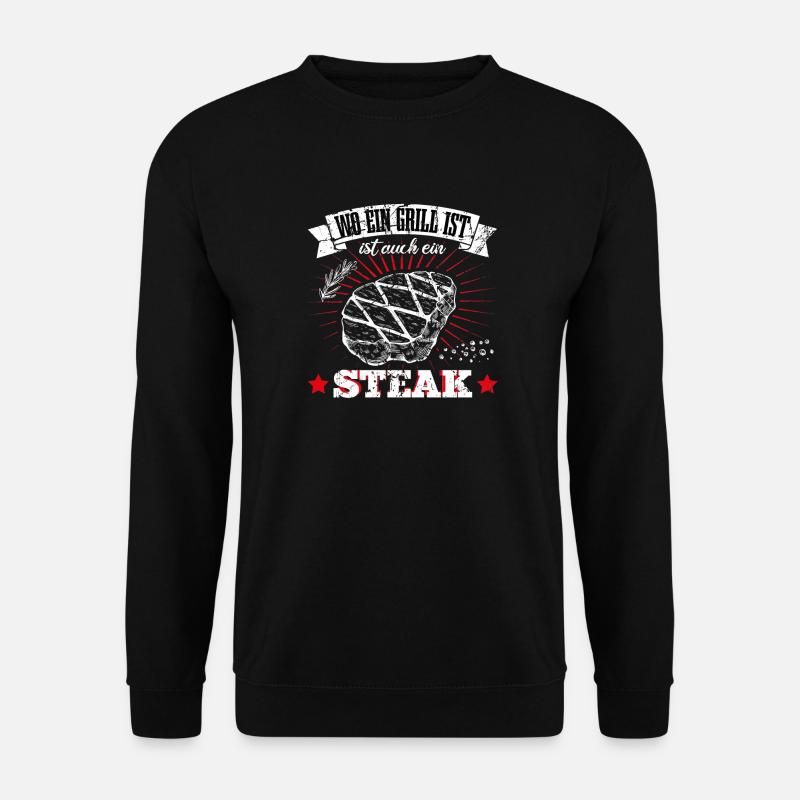 Grillen Steak - Unisex Pullover - Schwarz