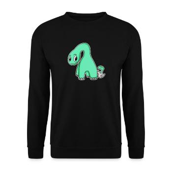 Dinosaure avec bébé dinosaure - Motif Dino - Sweat-shirt Unisexe - noir - Devant - Alina (178cm) & Michal (187cm)