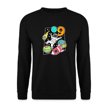Astronaute - 9e anniversaire garçon - Sweat-shirt Unisexe - noir - Devant - Alina (178cm) & Michal (187cm)
