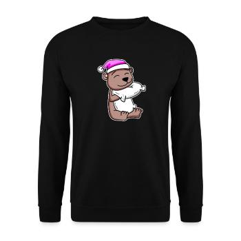 Bear tired sleep in - Unisex Sweatshirt - black - Front - Alina (178cm) & Michal (187cm)