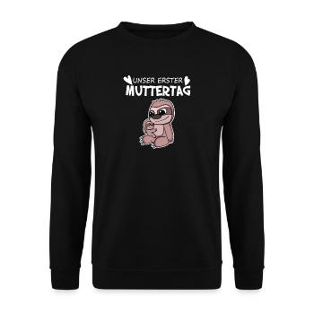 Muttertag - erster Muttertag Geschenk - Unisex Pullover - Schwarz - Vorne - Alina (178cm) & Michal (187cm)