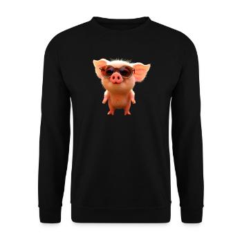 Cochon domestique Cochon Cochon Porcelet Cochon - Sweat-shirt Unisexe - noir - Devant - Alina (178cm) & Michal (187cm)