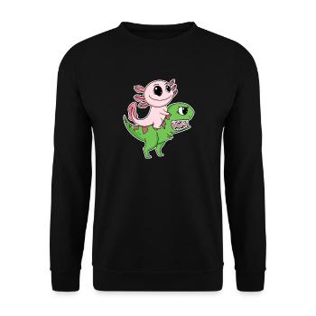 Dino Motif Dinosaur Axolotl Motif Kids - Unisex Sweatshirt - black - Front - Alina (178cm) & Michal (187cm)