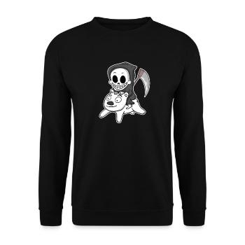 Grim Reaper Polar Bear Motif - Unisex Sweatshirt - black - Front - Alina (178cm) & Michal (187cm)