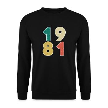 1981 - Jahrgang 1981 - Baujahr 1981 - Unisex Pullover - Schwarz - Vorne - Alina (178cm) & Michal (187cm)