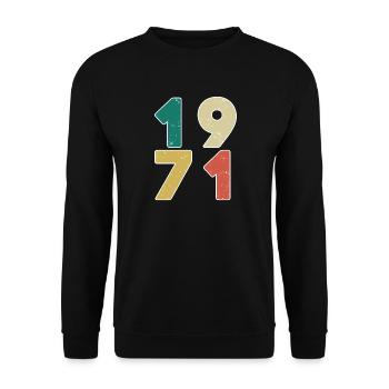 1971 - Jahrgang 1971 - Baujahr 1971 - Unisex Pullover - Schwarz - Vorne - Alina (178cm) & Michal (187cm)