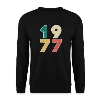1977 - Né en 1977 - Construit en 1977 - Sweat-shirt Unisexe - noir - Devant - Alina (178cm) & Michal (187cm)