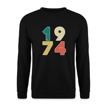 1974 - Born 1974 - Built in 1974 - Unisex Sweatshirt - black - Front - Alina (178cm) & Michal (187cm)