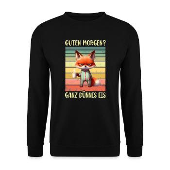 Fuchs Morgenmuffel - Unisex Pullover - Schwarz - Vorne - Alina (178cm) & Michal (187cm)