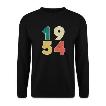 1954 - Jahrgang 1954 - Baujahr 1954 - Unisex Pullover - Schwarz - Vorne - Alina (178cm) & Michal (187cm)