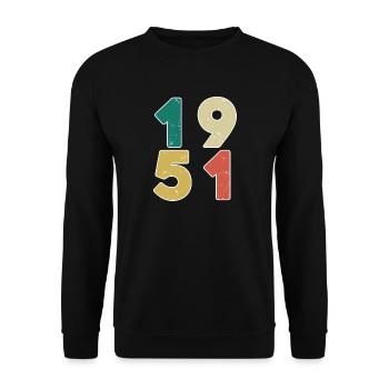 1951 - Jahrgang 1951 - Baujahr 1951 - Unisex Pullover - Schwarz - Vorne - Alina (178cm) & Michal (187cm)