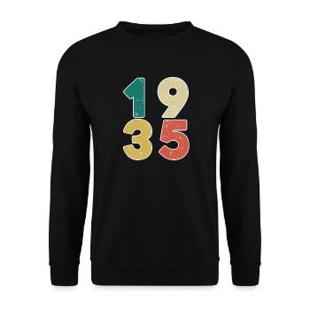 1935 - Jahrgang 1935 - Baujahr 1935 - Unisex Pullover - Schwarz - Vorne - Alina (178cm) & Michal (187cm)
