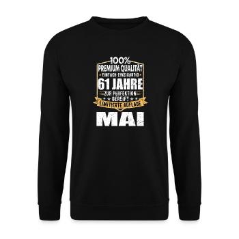 61 ans anniversaire Design Limited - Sweat-shirt Unisexe - noir - Devant - Alina (178cm) & Michal (187cm)