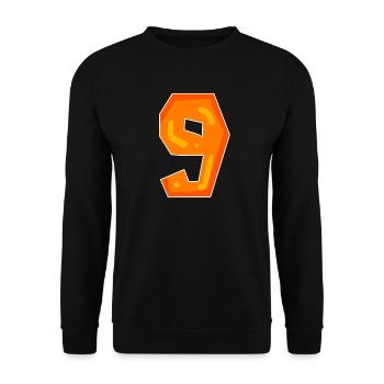 Number 9 - Nine - 9 Motif Orange - Unisex Sweatshirt - black - Front - Alina (178cm) & Michal (187cm)