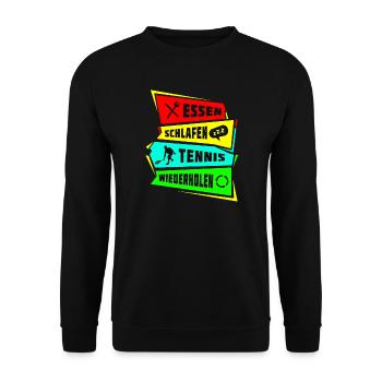 Manger dormir répéter le tennis - Sweat-shirt Unisexe - noir - Devant - Alina (178cm) & Michal (187cm)