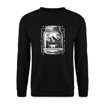 Berglandschaft im Glas Outdoor Camping Natur Kunst - Unisex Pullover - Schwarz - Vorne - Alina (178cm) & Michal (187cm)