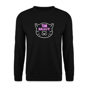Team Braut Katze Motiv - Unisex Pullover - Schwarz - Vorne - Alina (178cm) & Michal (187cm)