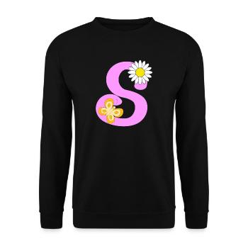 S Letter - Unisex Sweatshirt - black - Front - Alina (178cm) & Michal (187cm)