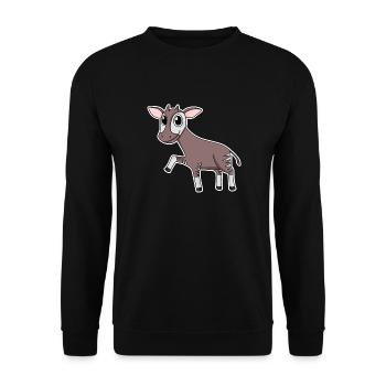 Okapi forest giraffe motif - Unisex Sweatshirt - black - Front - Alina (178cm) & Michal (187cm)