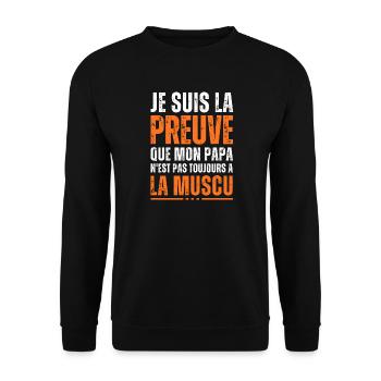 proof that my dad is not always at the gym - Unisex Sweatshirt - black - Front - Alina (178cm) & Michal (187cm)