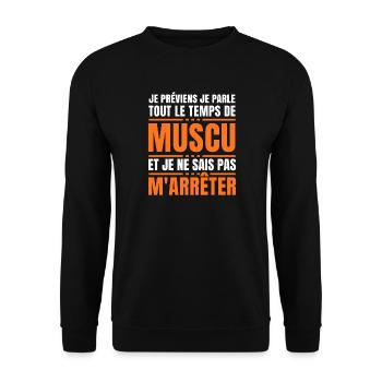 I warn me I talk all the time about weight training - Unisex Sweatshirt - black - Front - Alina (178cm) & Michal (187cm)