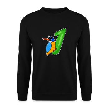 1er anniversaire motif martin-pêcheur - un an - Sweat-shirt Unisexe - noir - Devant - Alina (178cm) & Michal (187cm)
