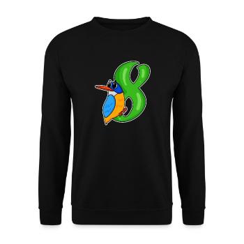 8ème anniversaire motif martin-pêcheur - huit ans - Sweat-shirt Unisexe - noir - Devant - Alina (178cm) & Michal (187cm)