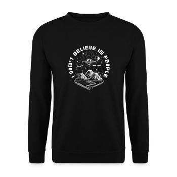Funny UFO Aliens People Quote - Unisex Sweatshirt - black - Front - Alina (178cm) & Michal (187cm)
