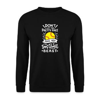 Softball Softball-Spieler - Unisex Pullover - Schwarz - Vorne - Alina (178cm) & Michal (187cm)