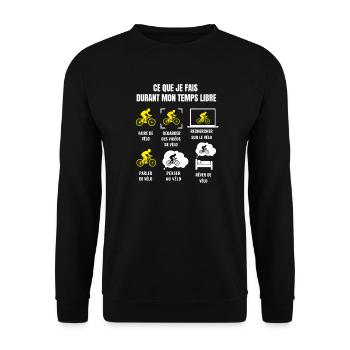 Ce Que Je Fais Durant Mon Temps Libre Vélo - Sweat-shirt Unisexe - noir - Devant - Alina (178cm) & Michal (187cm)