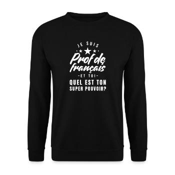 Humorvolle Französischlehrerin - Unisex Pullover - Schwarz - Vorne - Alina (178cm) & Michal (187cm)