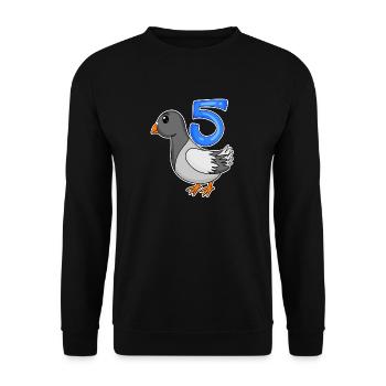 5th Birthday Motif Dove - Five Years Old - Unisex Sweatshirt - black - Front - Alina (178cm) & Michal (187cm)