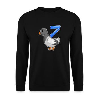 7th Birthday Motif Dove - Seven Years Old - Unisex Sweatshirt - black - Front - Alina (178cm) & Michal (187cm)